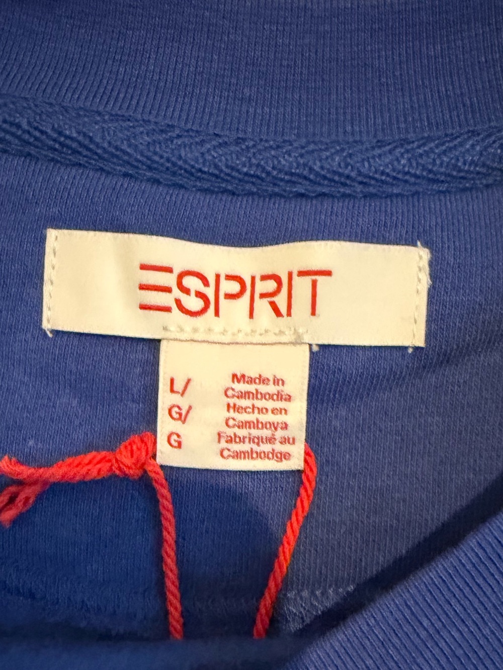 Esprit Blue Embossed Logo Crewneck Sweatshirt NWT Size Large 80s Style - Picture 5 of 6